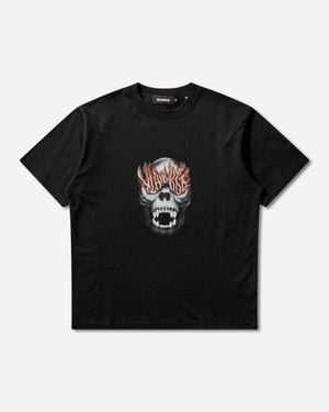 X-Large Men S Skull In Flames T-shirt - Black