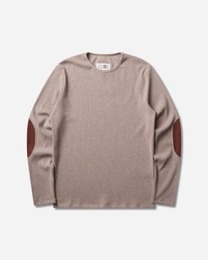 MM6 by Maison Margiela Elbow Patch Jumper Taupe - Grey