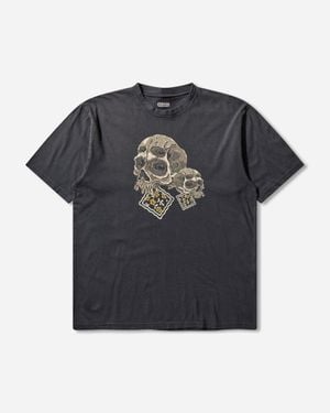 Kapital Men S 20/-jersey Crew T-shirt (peckish Rain Skull) - Black