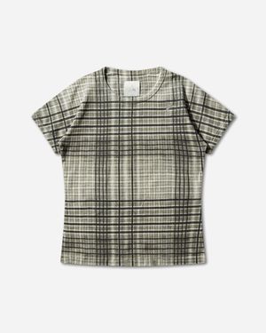 ROA Women S Taba Printed Check Baby T-shirt Sage - Green