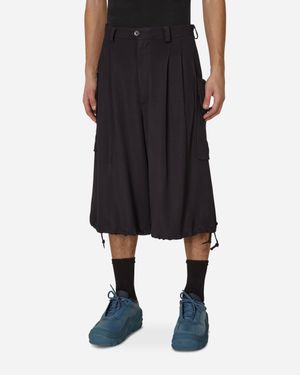 Kiko Kostadinov Kreuk Wide Shorts Dark - Black