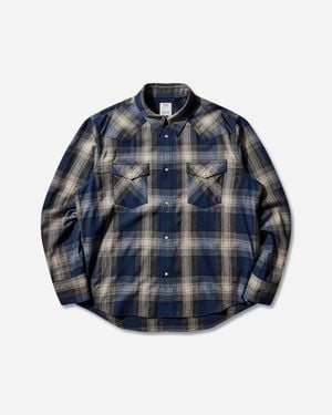 Visvim Men S Four Corners Longsleeve Shirt - Blue