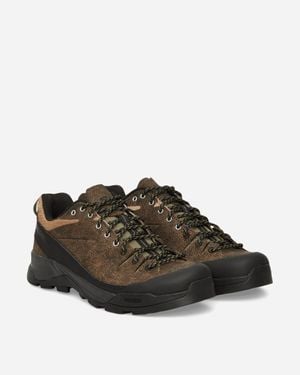 Salomon X-alp Low Distressed Leather Trainers Dark Earth / Black / Deep Lichen Green - Brown