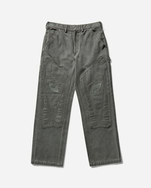 Umbro Men S Shinguard Canvas Trousers Dark Olive - Grey