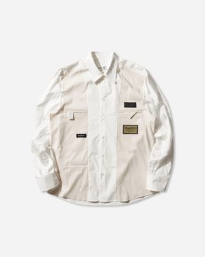 MM6 by Maison Margiela Men S Label Patch Poplin Shirt - Natural