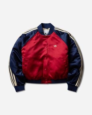 adidas S Satin Sst Bomber Jacket Team Victory Night Warm Vanilla - Red
