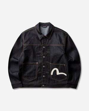 Evisu S Seagull Print Denim Jacket Raw - Black