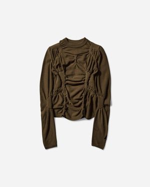 ROA Women S Pinched Wool Knit Top Olive - Green