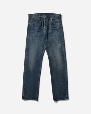 Undercover S Cross Embroidery Distressed Denim Pants Light - Blue