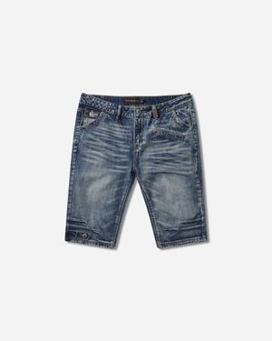 Racer Worldwide Long Denim Shorts - Blue