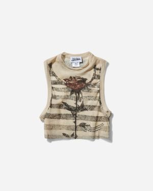 Jean Paul Gaultier Women S "tattoo Marinière" Crop Top Ecru - Natural