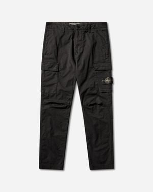 Stone Island S Stretch Organic Cotton Twill Cargo Trousers - Black