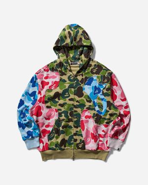 A Bathing Ape Men S Abc Camo Patchwork Zip Hoodie - Multicolour