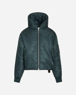 Oamc Peacemaker Cropped Hood Bomber Jacket Dark - Green