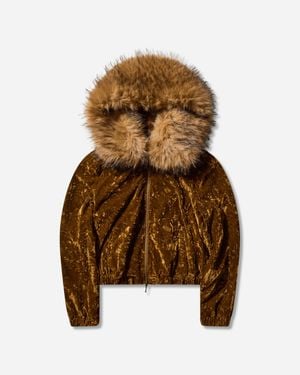 Guess Women S Velour Hoodie Liqueur - Brown