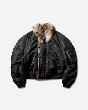 Protocol Index Men S exaggerated Shoulder Fur N2b Jacket - Black