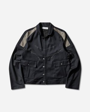 Kiko Kostadinov Men S Fitz Military Blazer Dark Navy / Slate Grey - Black