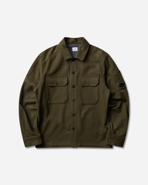 C.P. Company Men S Felted Wool Overshirt Ivy - Green
