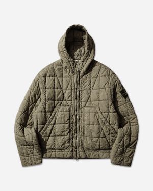 Stone Island Men S Cotton Nylon Tela Quilted-tc Jacket Military - Green