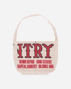 Kapital Cotton Twill Kountry Factory Book Bag Ecru - White