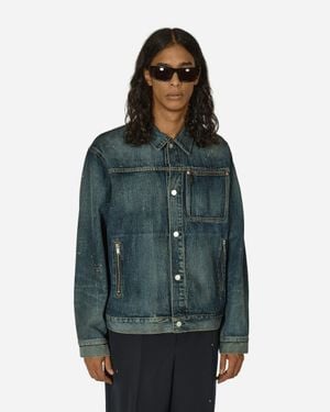 Undercover Cross Embroidery Distressed Denim Jacket Light - Blue