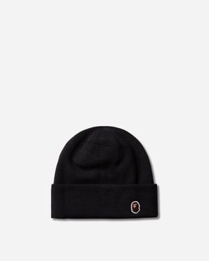 A Bathing Ape Ape Head One Point Knit Cap - Black