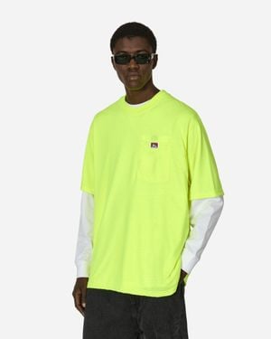Ben Davis Work Clothes Heavy Duty Classic Label Pocket T-Shirt Hi Vis - Green