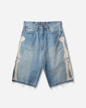 Kapital Men S 14oz Denim 5p Shorts (bone) Washed Indigo - Blue