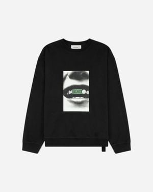 Oamc Peacemaker Smile Print Print Loose Fit Crewneck Sweatshirt - Black