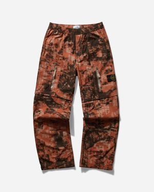 Stone Island Men S Camouflage Cotton Canvas Cargo Trousers - Orange