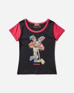 Hysteric Glamour Women S Ema / Lazy Mushroom Tiny T-shirt - Black