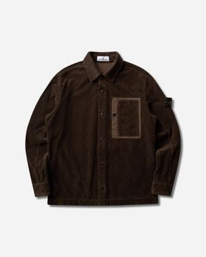 Stone Island S Organic Cotton Corduroy 800 Overshirt Coal - Brown
