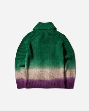 Sacai Men S Garment Dye Wool Knit Cardigan - Green