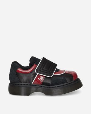 Dr. Martens S Buzz Strap Satin Lux High Gloss Patent Loafers Scarlet - Black