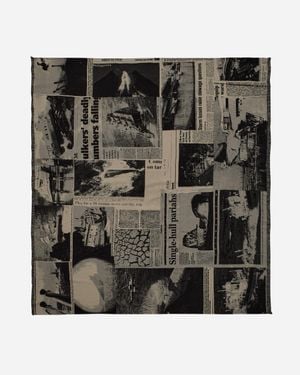 Serapis Newspapers Cuts Jacquard Throw - Black