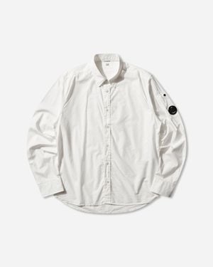 C.P. Company S Popeline Longsleeve Lens Button Shirt - White