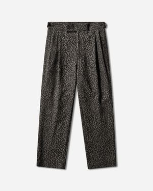 Needles Men S Leopard Jacquard Side Tab Tucked Pants Charcoal - Gray