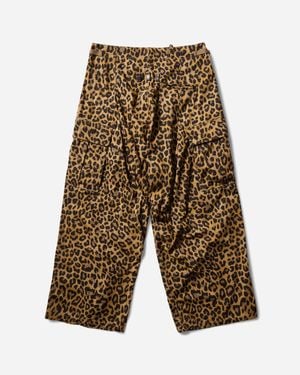 Kapital Men S Cotton Herringbone Leopard Jumbo Cargo Pants - Brown