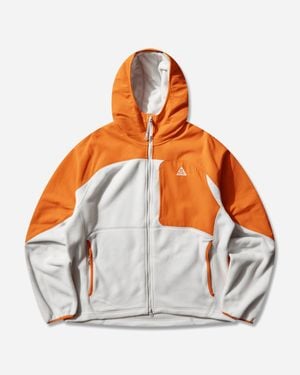 Nike Men S Acg Wolf Tree Plus Full-zip Hooded Mid Layer Safety Orange / Photon Dust - Gray