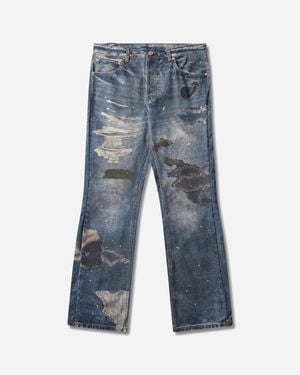 Protocol Index S Trompe-L Oeil Semi Flare Jeans - Blue