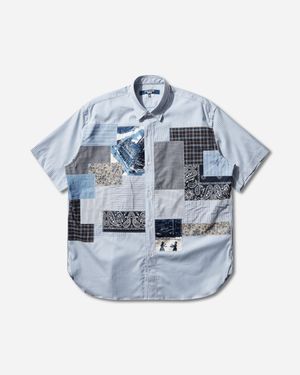 Junya Watanabe Men S Patchwork Shortsleeve Shirt / Sax Blue