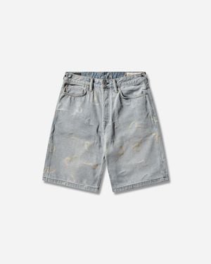 Evisu Men S All-over Seagull Jacquard Denim Shorts Indigo - Blue