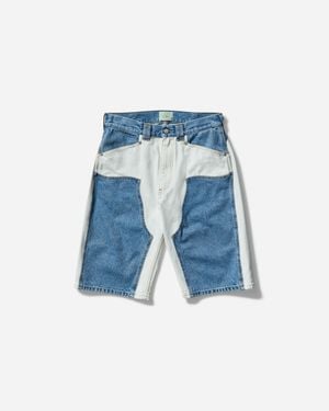 Aries Women S Patchwork Western Carpenter Shorts White / Indigo - Blue