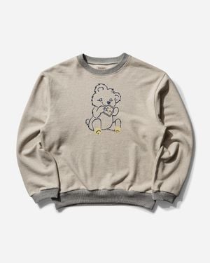 Kapital S Swt Knit Crewneck Sweatshirt (Peckish Little Bear) Ecru - Gray