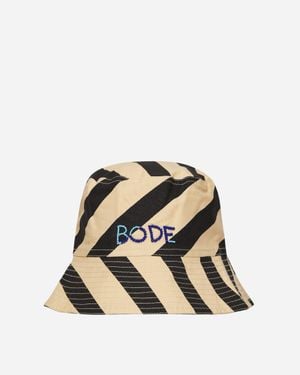 Bode Domino Stripe Bucket Hat Ecru - Natural