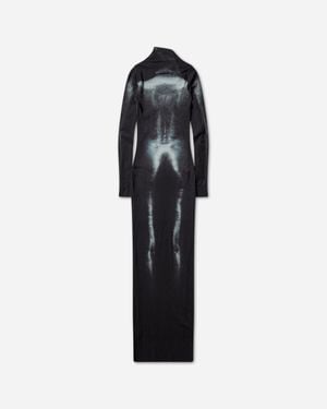 Jean Paul Gaultier Women S Long Body Dust Dress / Silver - Black
