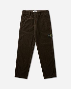 Stone Island S Organic Cotton Corduroy Chino Trousers Coal - White
