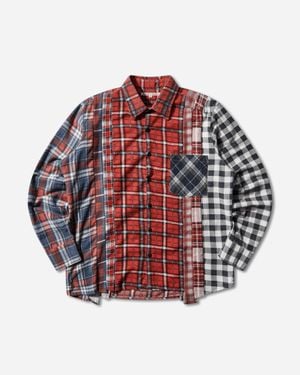 Needles Men S 7 Cuts Flannel Shirt - Red
