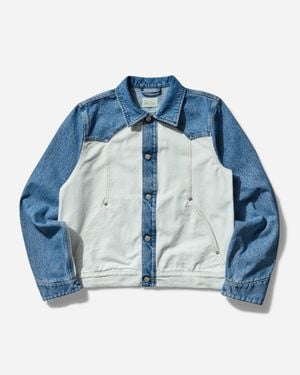 Aries Women S Patchwork Western Carpenter Jacket White / Indigo - Blue