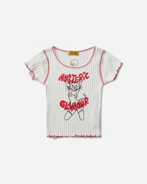 Hysteric Glamour S Ivy Johnson Naughty Kitty T-Shirt - White